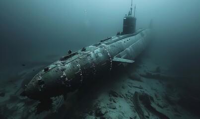 Military submarine diving underwater, Generative AI - obrazy, fototapety, plakaty