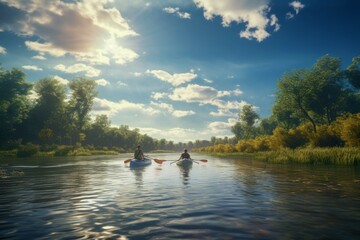 Fototapeta na wymiar Kayaking on a scenic river