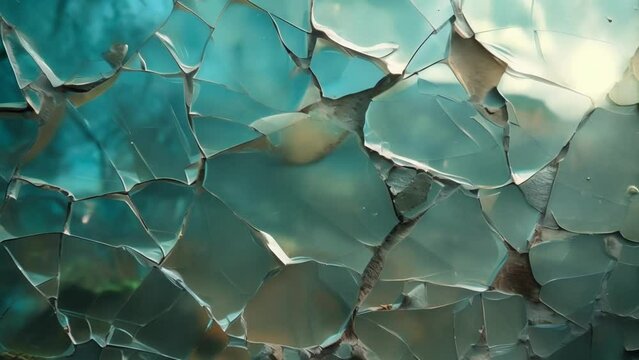 A broken mirror with fragmented pieces representing the shattered consequences of ones actions and the potential for redemption and growth through the chains of karma.