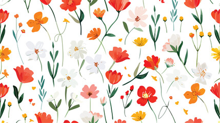 Seamless flower pattern Flat vector isolated on white