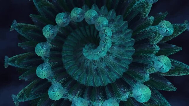 Blue circular particles tunnel animation background 