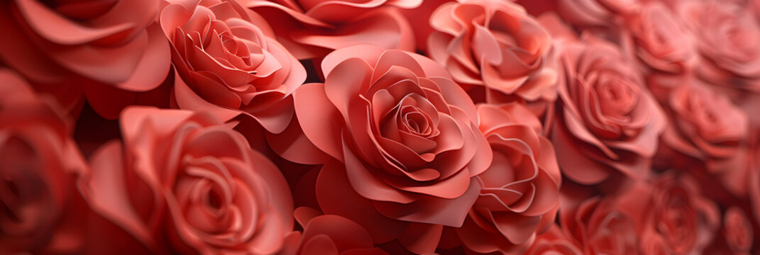   A bouquet of red paper roses from the collection of roses wallpaper and background for valentine day concept, mother day , and Anniversary celebration cards concept 
