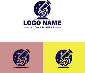 Microscope laboratory medical research scientific healthcare logo icon vector for business brand app icon microscope logo template