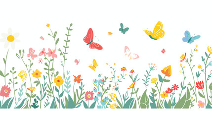 Spring Is In The Air Flat vector isolated on white background
