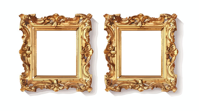 Squared golden vintage wooden frame for your design.