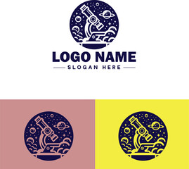 Microscope laboratory medical research scientific healthcare logo icon vector for business brand app icon microscope logo template