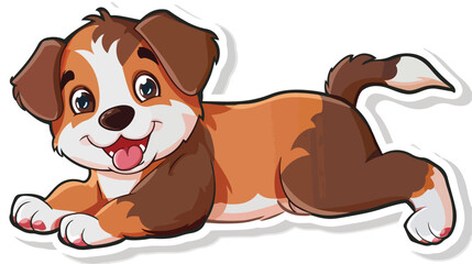 Sticker of a cartoon dog Flat vector isolated on white