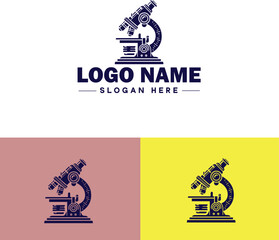 Microscope laboratory medical research scientific healthcare logo icon vector for business brand app icon microscope logo template