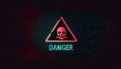 Glitched Attention / Danger Symbol. Computer Hacked Error Concept. Vector Illustration.