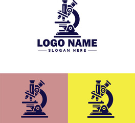 Microscope laboratory medical research scientific healthcare logo icon vector for business brand app icon microscope logo template