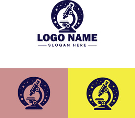 Microscope laboratory medical research scientific healthcare logo icon vector for business brand app icon microscope logo template