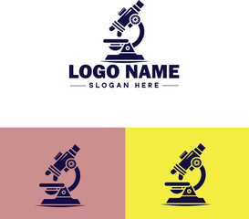 Microscope laboratory medical research scientific healthcare logo icon vector for business brand app icon microscope logo template