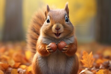 Close-up of squirrel with acorn