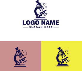 Obraz premium Microscope laboratory medical research scientific healthcare logo icon vector for business brand app icon microscope logo template