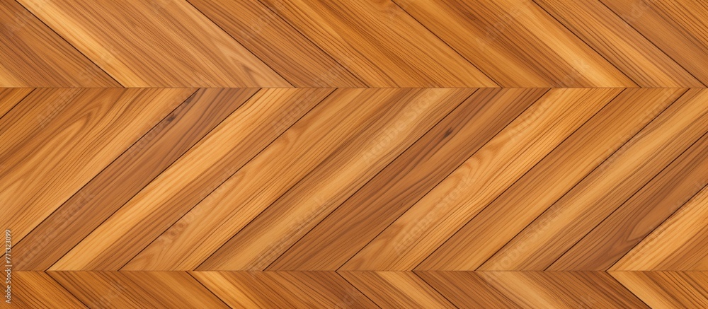 Poster detailed close-up view of a wooden floor featuring a classic herringbone pattern design