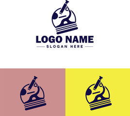 Microscope laboratory medical research scientific healthcare logo icon vector for business brand app icon microscope logo template