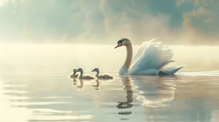 Deurstickers swans on the lake © jahanzaib
