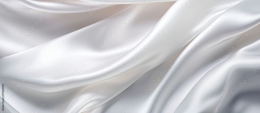 Poster close-up of luxurious white silk texture with a soft focus, creating an abstract and elegant backgro