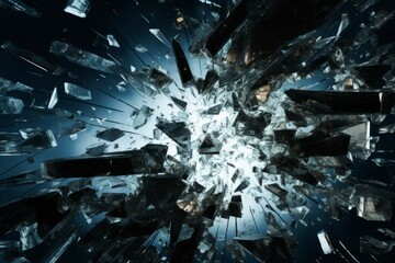 Abstract shattered glass explosion - obrazy, fototapety, plakaty