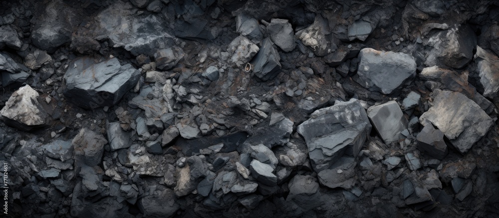 Aufkleber a detailed view showcasing a heap of stones placed on a rugged rocky terrain, displaying various tex