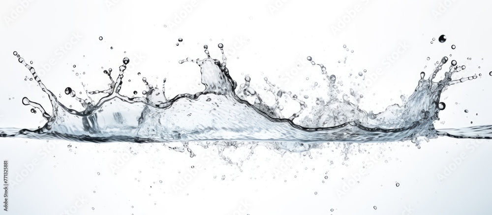 Aufkleber an up-close view of a water splash captured in motion, isolated against a clean white background