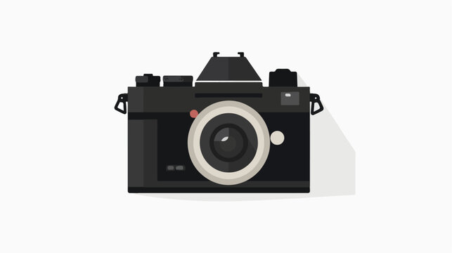 Vector flat black photo camera icon isolated on white