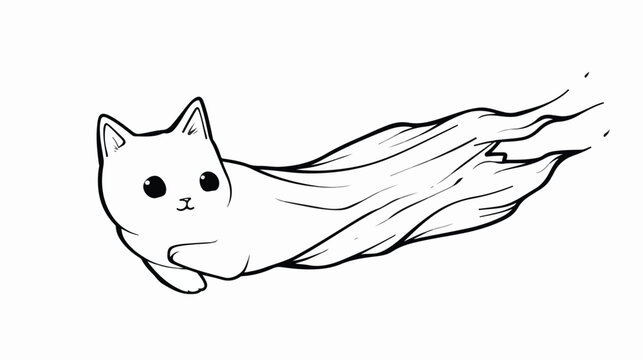 Vector isolated cute cartoon flying cat ghost