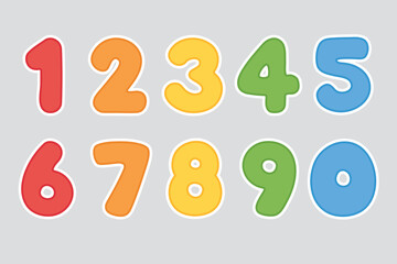 Colorful and playful numbers for kids, from zero to nine. Vector illustration.	
