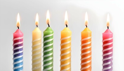 Set with different birthday candles on white background. Banner design