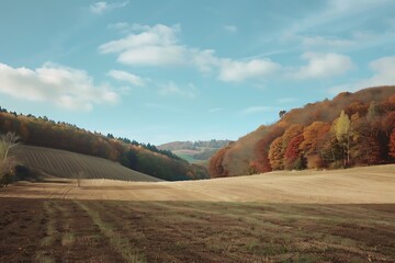 : A tranquil countryside, displaying seasonal modifications in a time-lapse, with fields and forests mirroring the adjustments in the environment