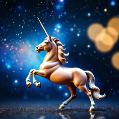 unicorn figurine on a space background