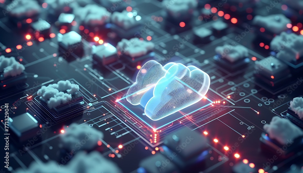 Poster cloud computing technology concept. 3d rendering
