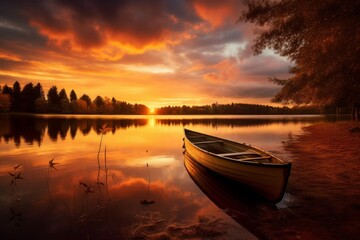 Peaceful October sunset over a rural landscape