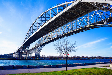 The Blue Water Bridge, a twin-span international bridge over the St. Clair River, connecting Port Huron, Michigan, United States, and Point Edward, Ontario, Canada