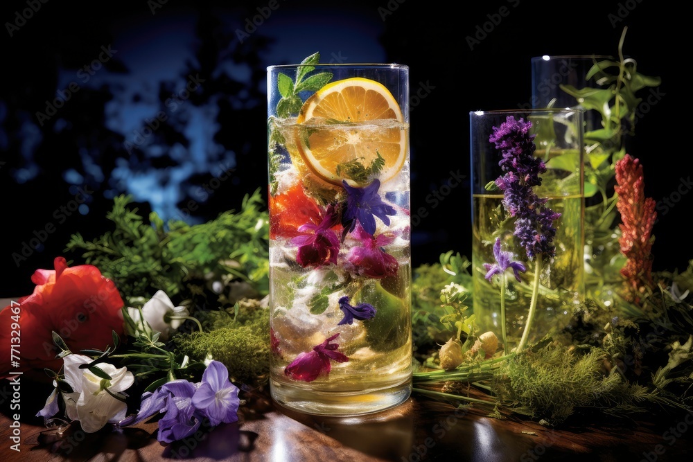 Poster three elegant vases hold an array of vibrant flowers, creating a picturesque display of natures beau