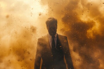 Technology disruption and job replacement concept caused by harmful technological transformation affecting the economic and workforce demands. A man profession is obsolete. AIG41