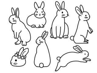うさぎの線画イラスト