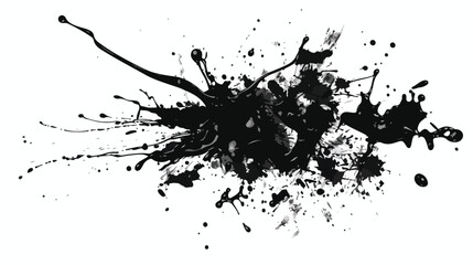 Abstract black ink splash. Vector illustration. Grung