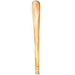 AI-generated watercolor Baseball bat clip art illustration. Isolated elements on a white background.