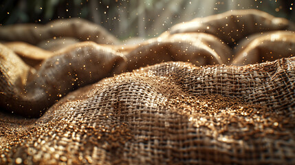 Macro view of a weathered sandbag