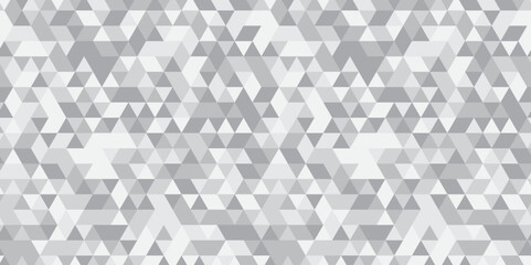 Abstract geometric white and gray background seamless mosaic and low polygon triangle texture wallpaper. Triangle shape retro wall grid pattern geometric ornament tile vector square element. - obrazy, fototapety, plakaty