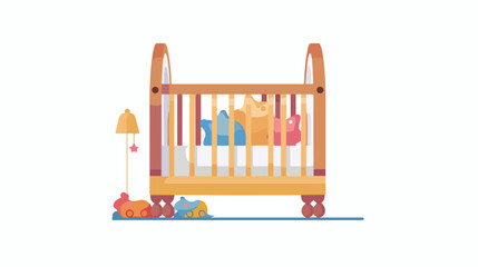 Baby Cot Icon flat vector isolated on white background