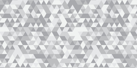 Abstract geometric white and gray background seamless mosaic and low polygon triangle texture wallpaper. Triangle shape retro wall grid pattern geometric ornament tile vector square element. - obrazy, fototapety, plakaty