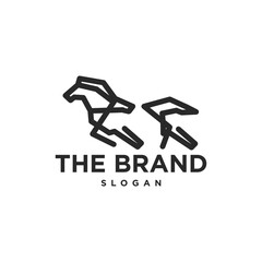 stallion horse running race logo hipster modern Geometric line outline monoline vector