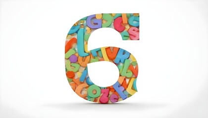 number six made of colorful splashes
