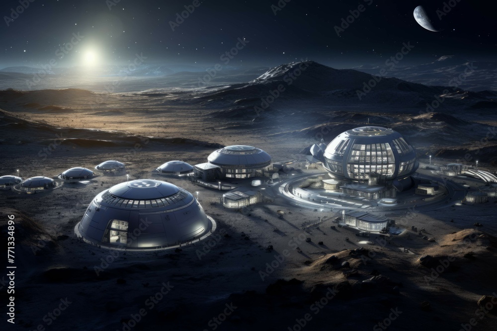 Canvas Prints moon colony's research facility with scientists pushing the boundaries of lunar exploration