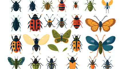 Cartoon Insect cartoon collection set flat vector