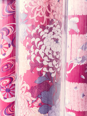Patterned fabrics in Arashiyama Station, Kyoto, Japan - 771336279