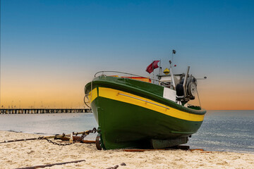 Naklejka na ściany i meble Fishing boat on the Baltic Sea 