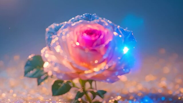 Delicate pink rose on gradient background
